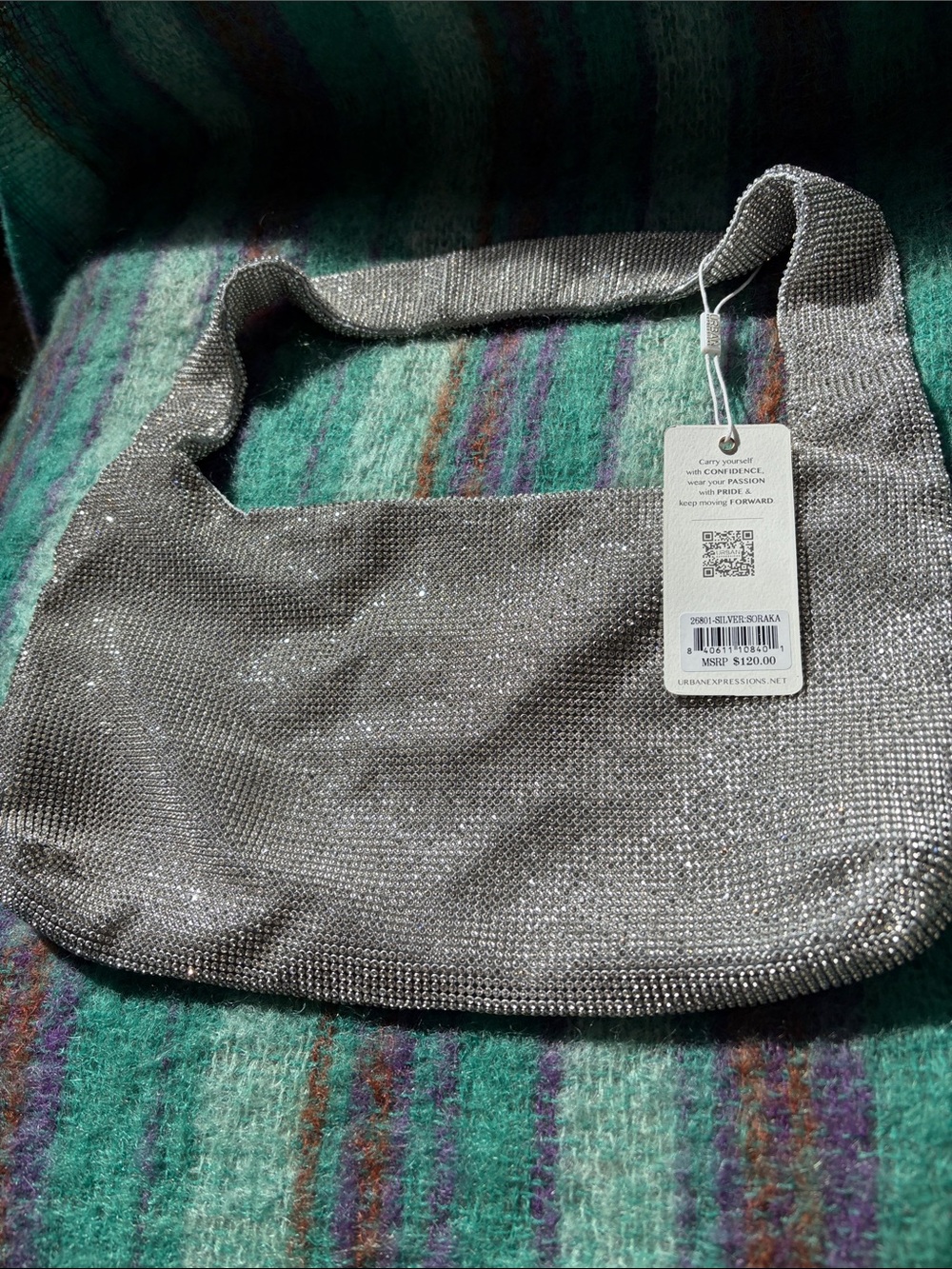 Urban Expressions Silver Sparkle Shoulder Bag